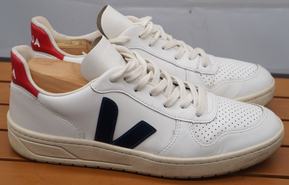 VEJA V-10 Leather Sneakers White Nautico Pekin Women's Size US 10 Low